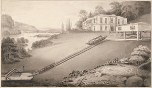 Incline o barco transportado para um nível de canal superior, 1797